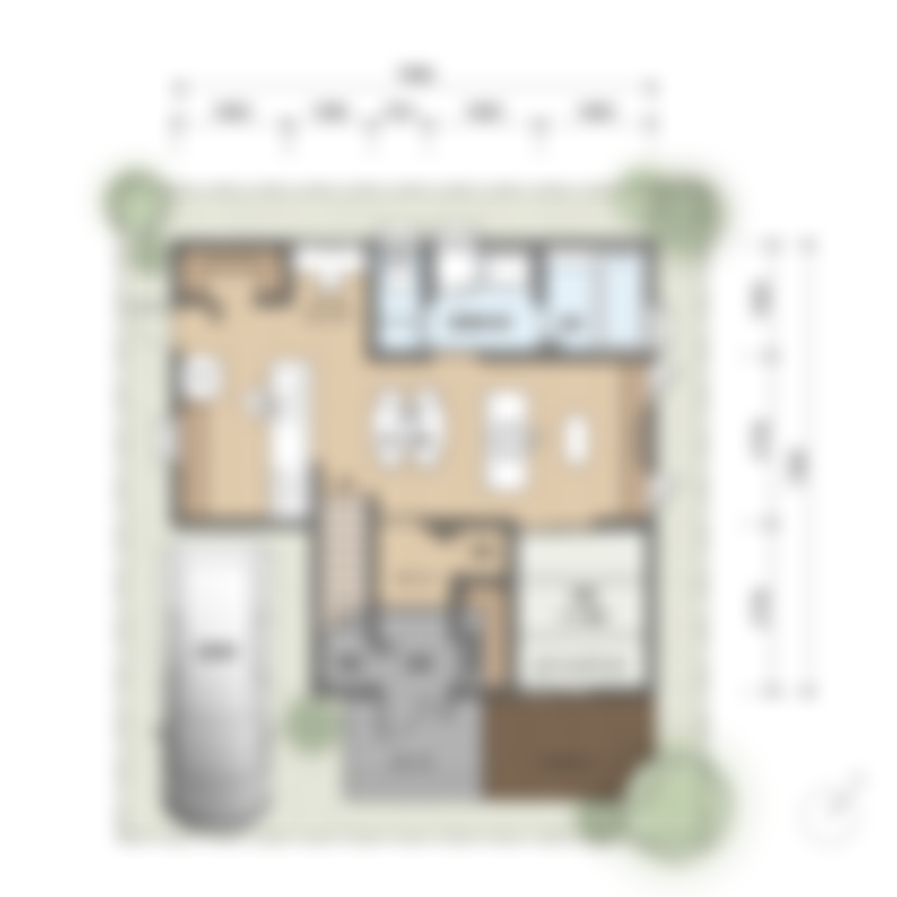 [27坪〜30坪 4LDK] サブリビングと繋がるルーフバルコニーで、家族とゆったり過ごす家の間取り図　配置図の画像