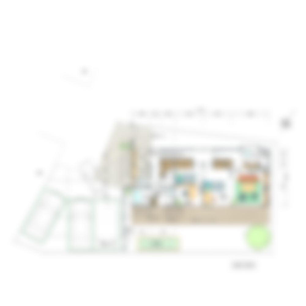[33坪 2LDK] 将来的にワンフロアで生活かつ夫婦別寝、ライフスタイルに寄り添う柔軟な家の間取り図　配置図の画像
