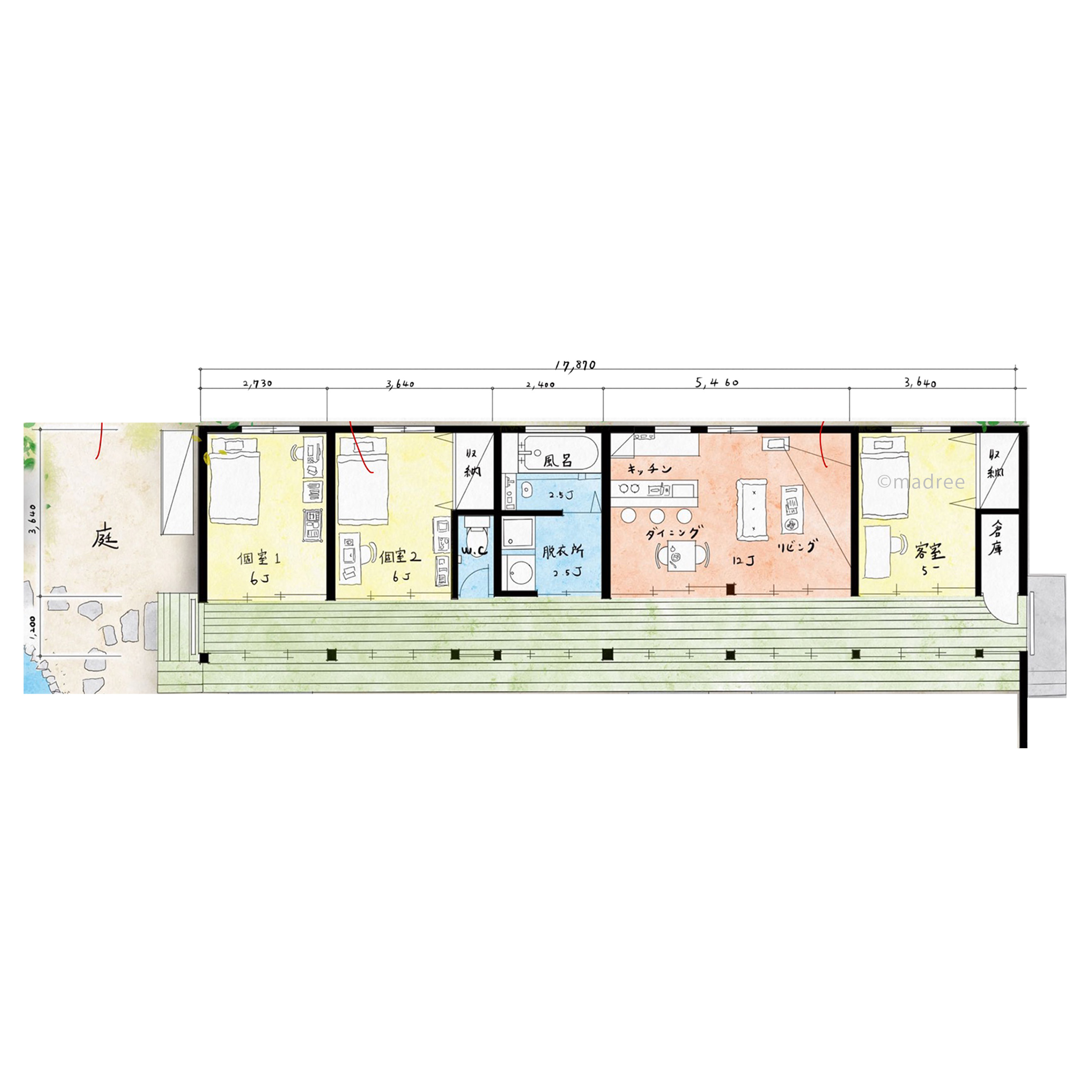縁側が家族や友人の憩いの場に、全室南向きで明るく温かな里山の平屋