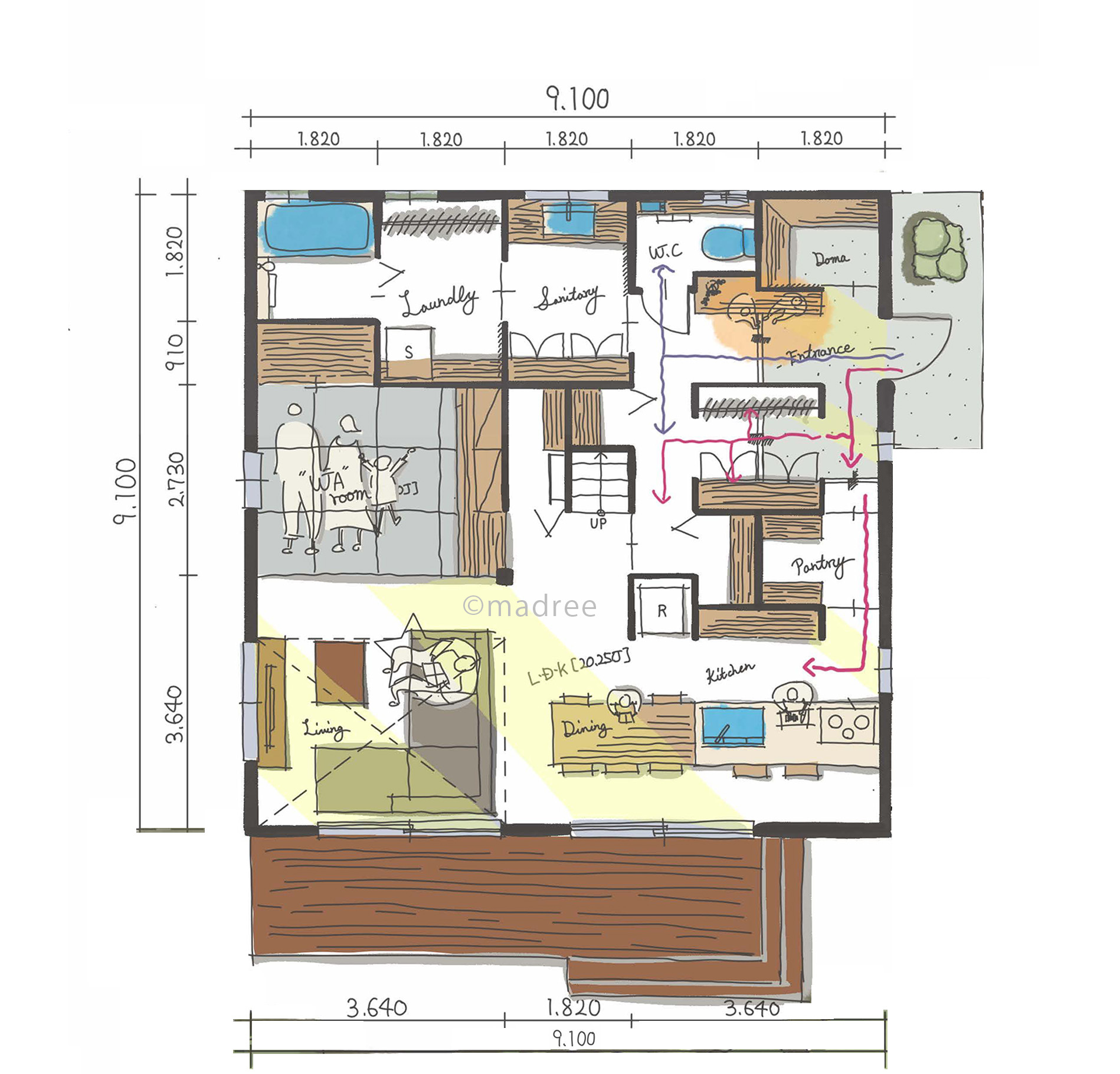 動線に沿った収納で家事と生活効率UP、いつでもゲストを迎えられる家
