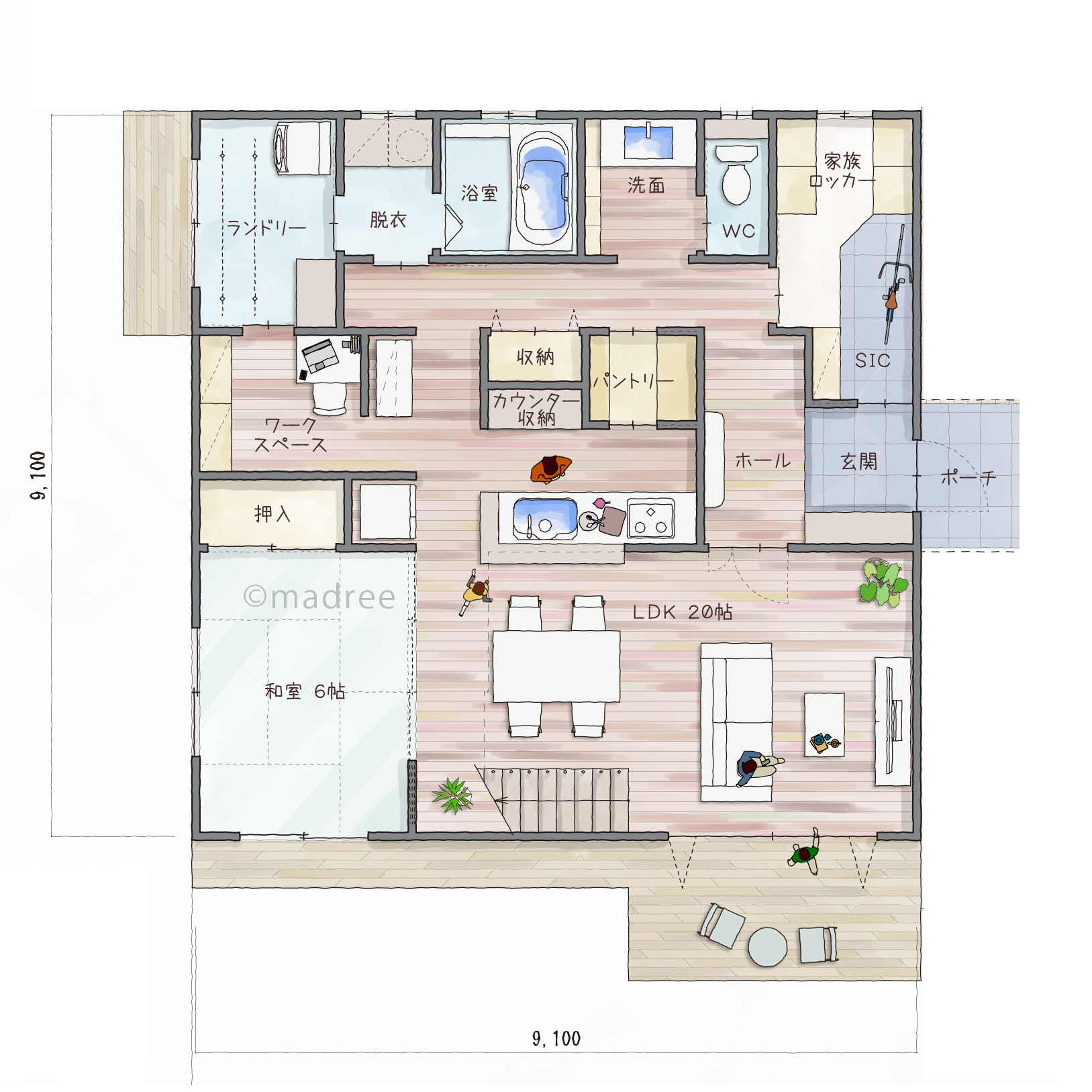 収納上手でいつでもゲストを迎えられる、緑とアウトドアを楽しむ高台の家